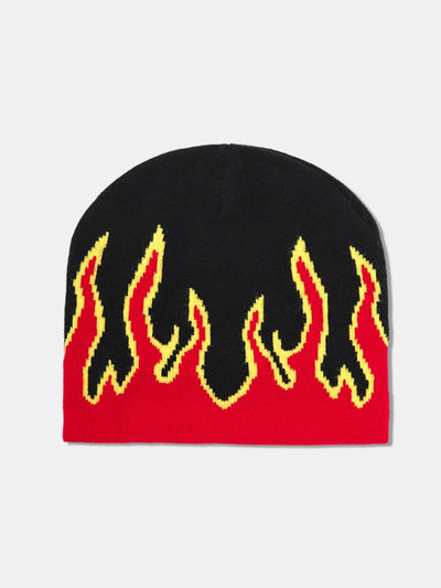 Street Hip-hop Style Flame Pattern Decorative Knitted Hat