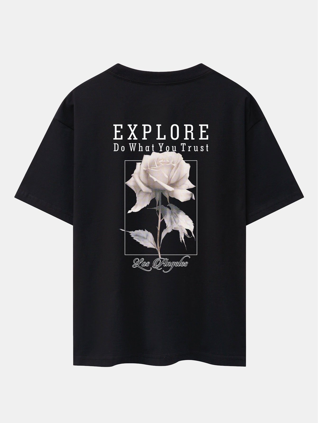 Rose Slogan Back Print Drop Shoulder Oversize T-Shirt