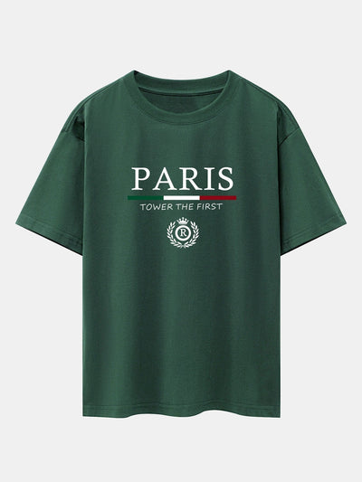 Paris Slogan Print Drop Shoulder Oversize T-Shirt