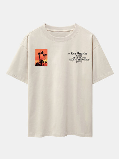 Palm Tree Slogan Print Drop Shoulder Oversize T-Shirt