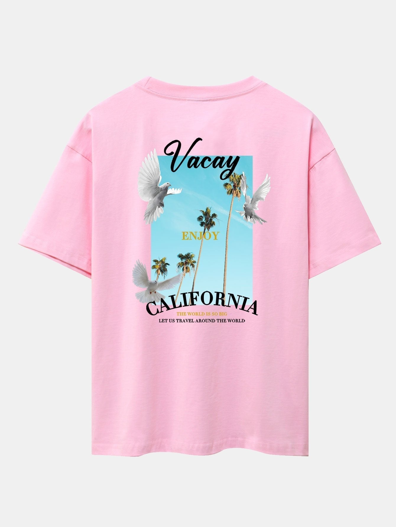 California Dove Back Print Drop Shoulder Oversize T-Shirt
