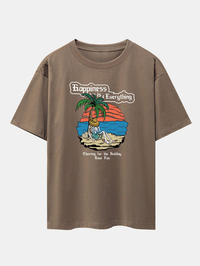 Skull Island Print Drop Shoulder Oversize T-Shirt