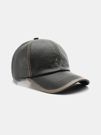 Vintage PU Leather Distressed Baseball Cap