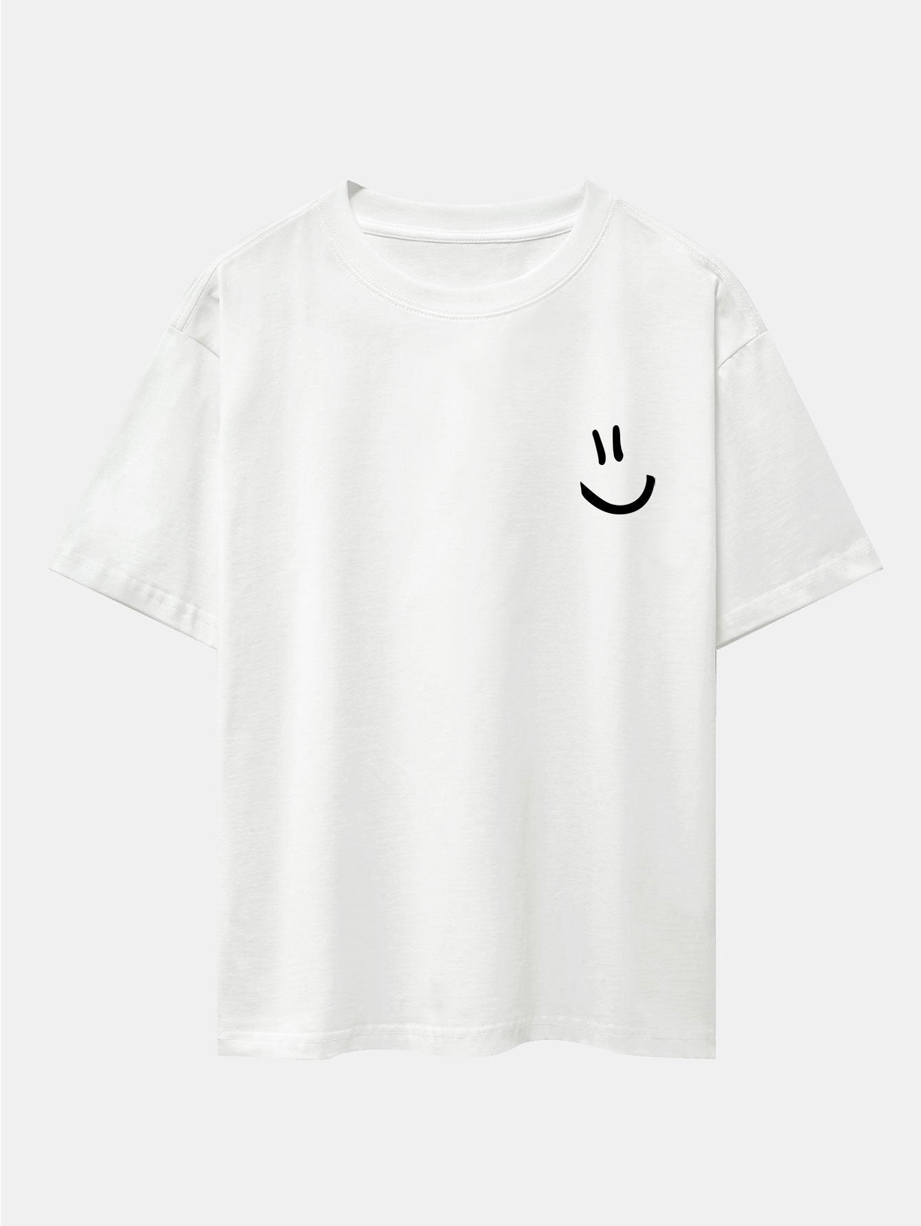 3 Pieces Smiley Face Print Drop Shoulder Oversize T-Shirts