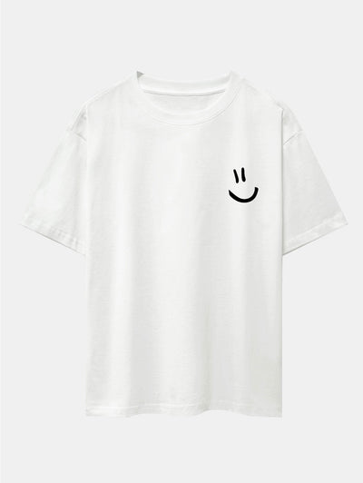 3 Pieces Smiley Face Print Drop Shoulder Oversize T-Shirts