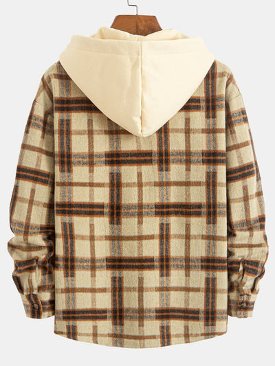 Relax Fit Heavy Weight Flannel Plaid Hooded Shirt