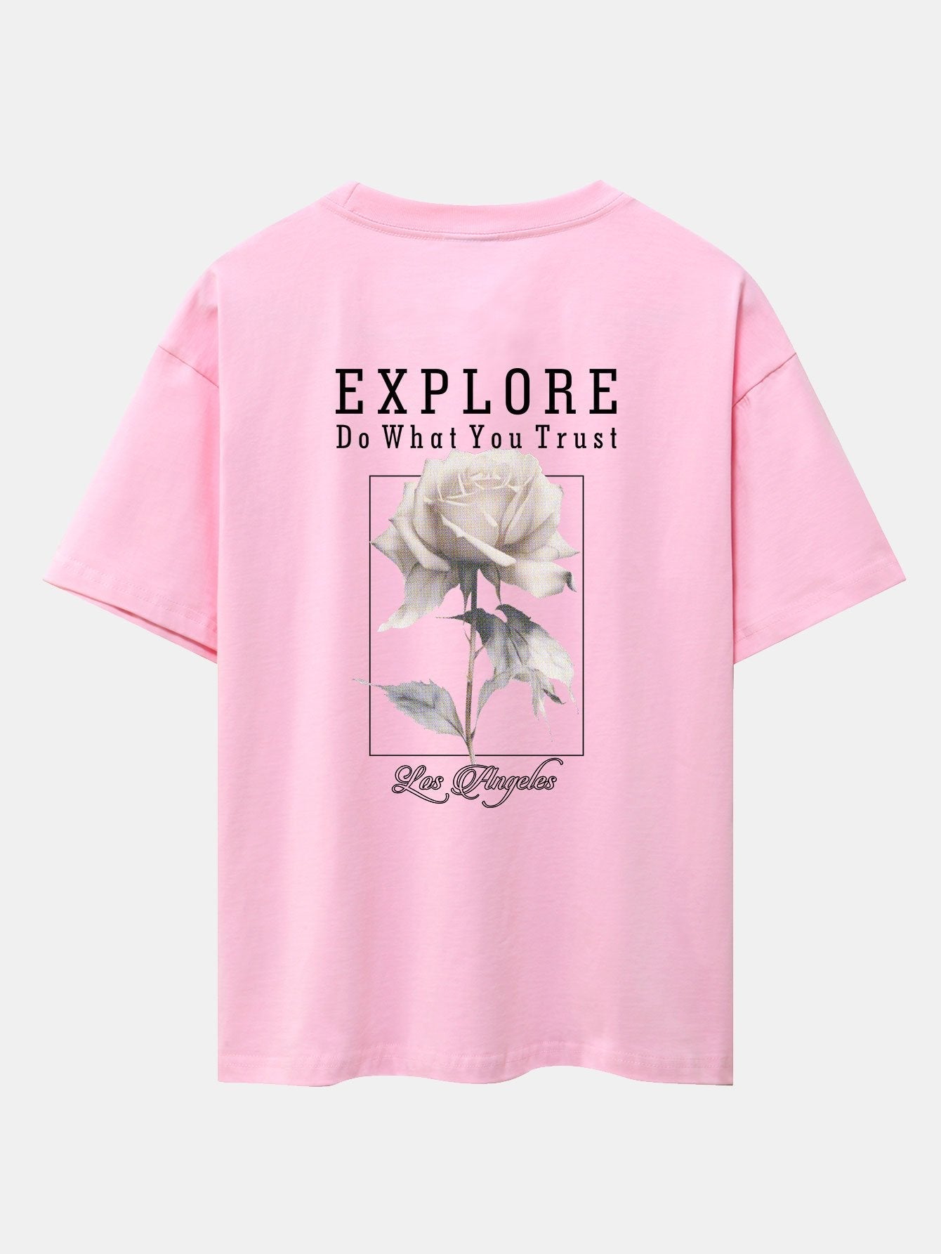 Rose Slogan Back Print Drop Shoulder Oversize T-Shirt