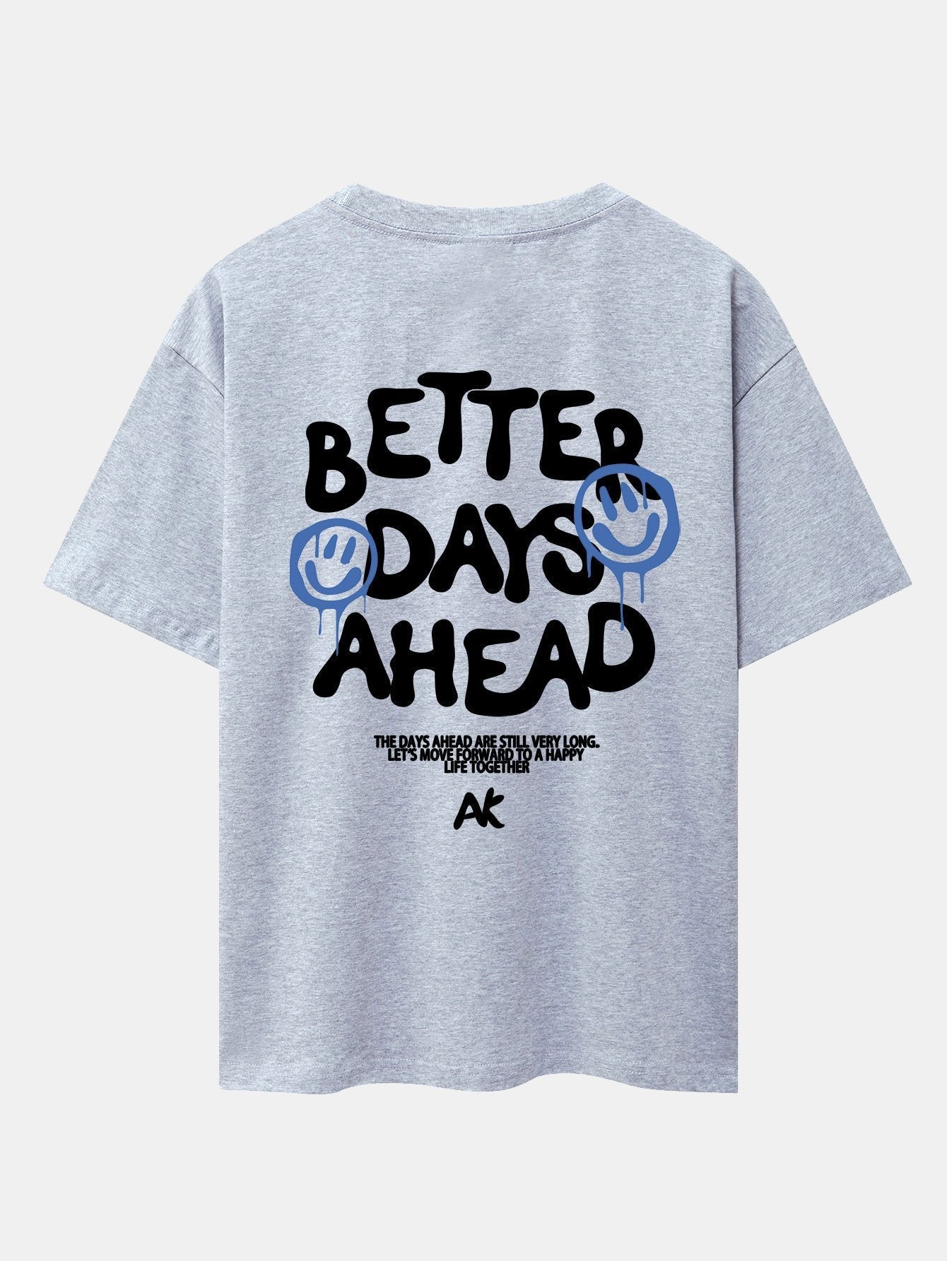 Smiley Slogan Back Print Drop Shoulder Oversize T-Shirt