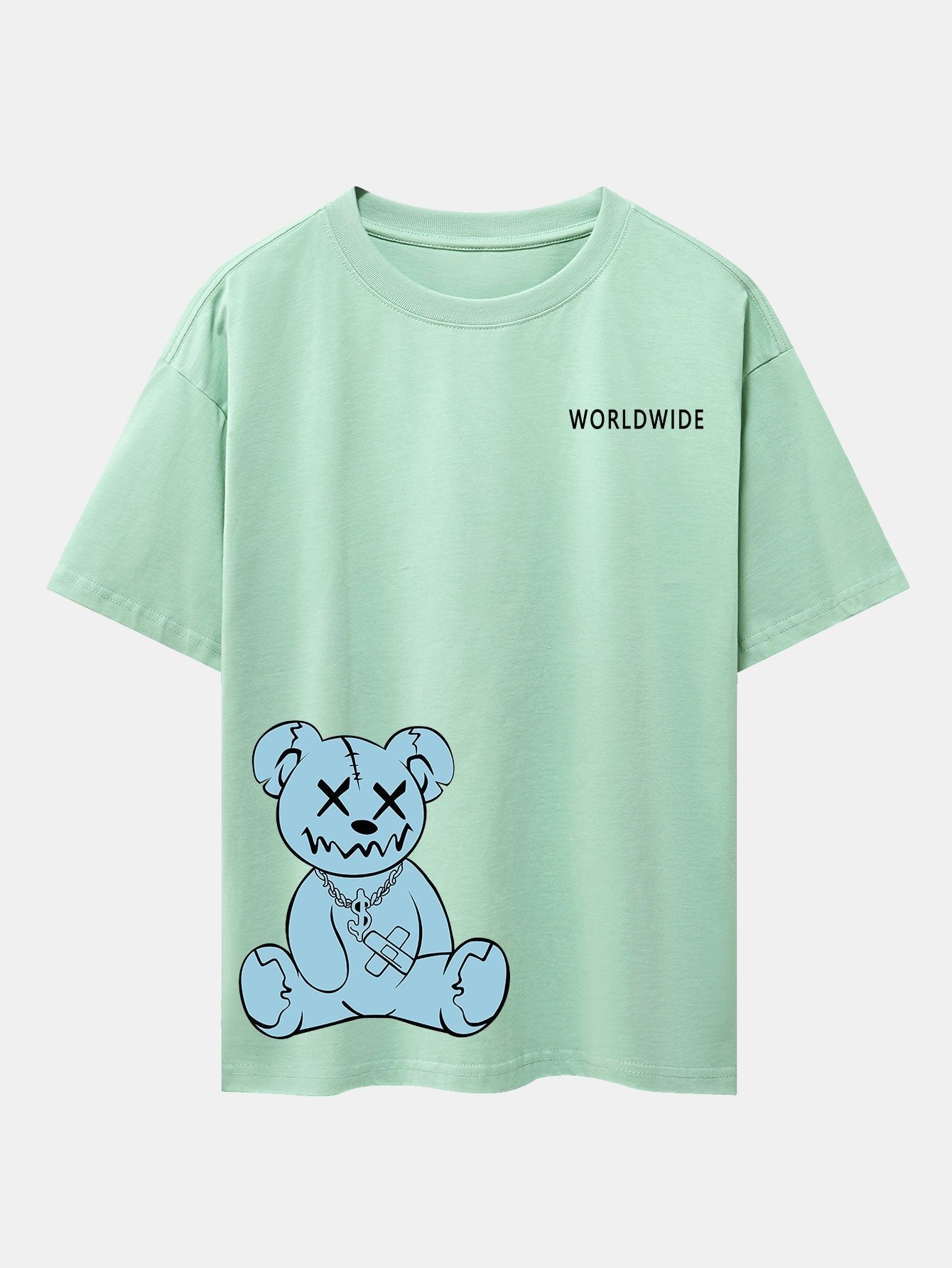 Worldwide Bear Print Drop Shoulder Oversize T-Shirt