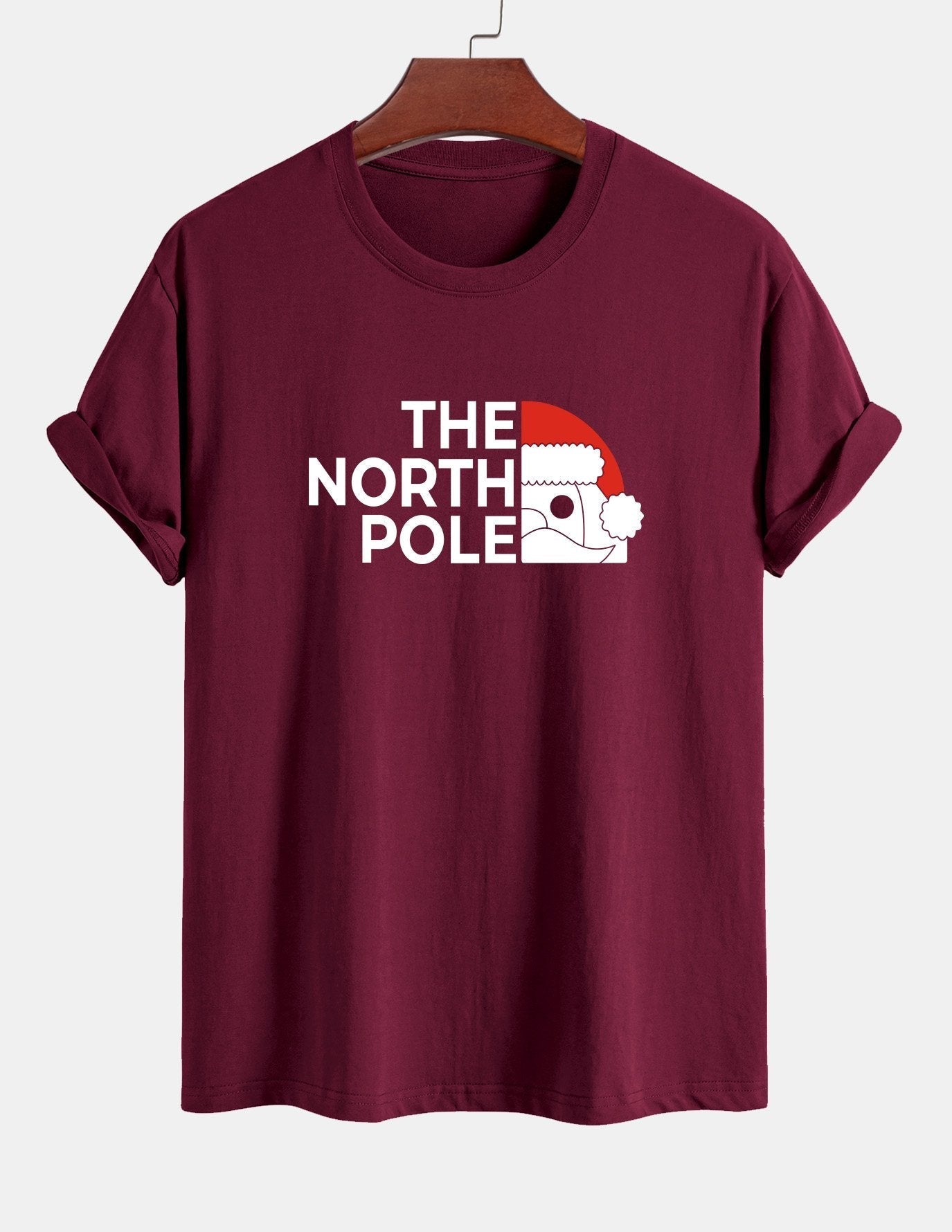 Regular Fit Santa Claus Slogan Print Cotton T-Shirt