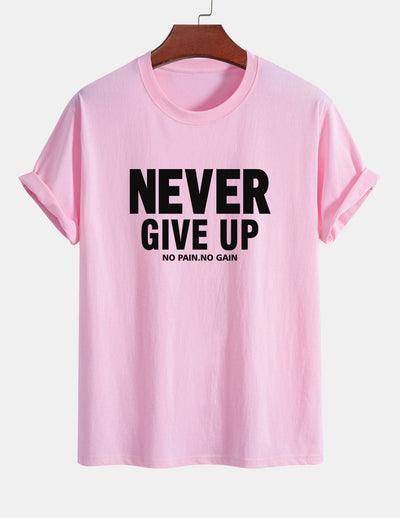 Regular Fit Never Give Up Print Cotton T-Shirt