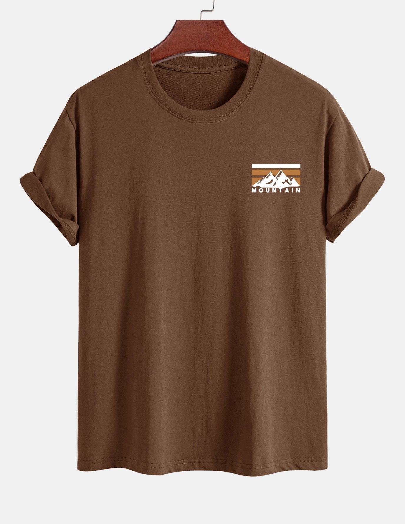 Regular Fit Stripe Mountains Print Cotton T-Shirt
