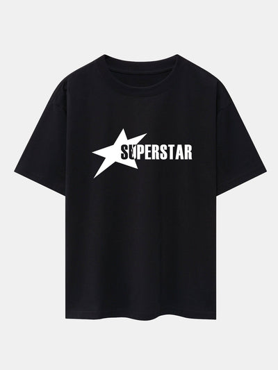 Superstar Print Drop Shoulder Oversize T-Shirt
