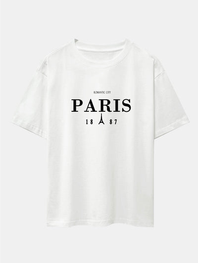 Paris Print Drop Shoulder Oversize T-Shirt