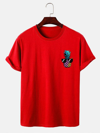 Pineapple With Sunglasses Print T-Shirt