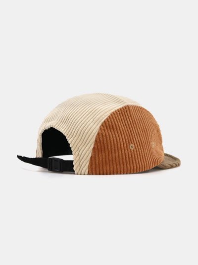 Slogan Pattern Color Block Corduroy Baseball Cap