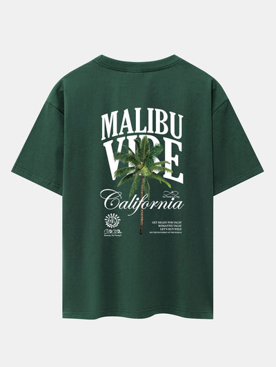 California Palm Tree Back Print Drop Shoulder Oversize T-Shirt