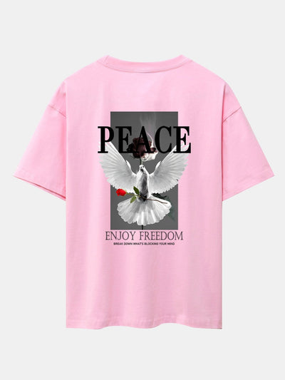 Dove Rose Slogan Back Print Drop Shoulder Oversize T-Shirt