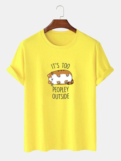 Sleepy Cat Print T-Shirt
