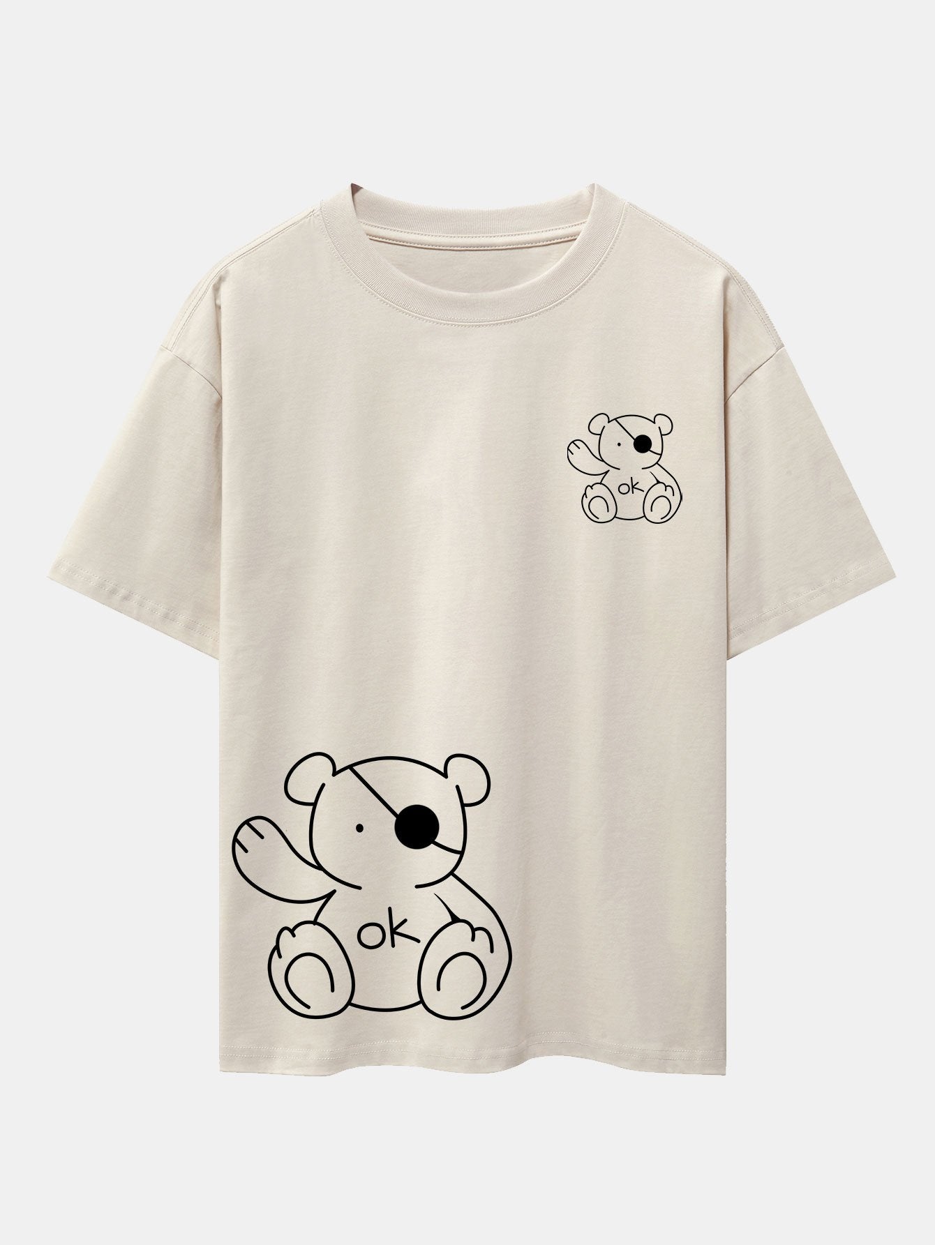 Bear Print Drop Shoulder Oversize T-Shirt