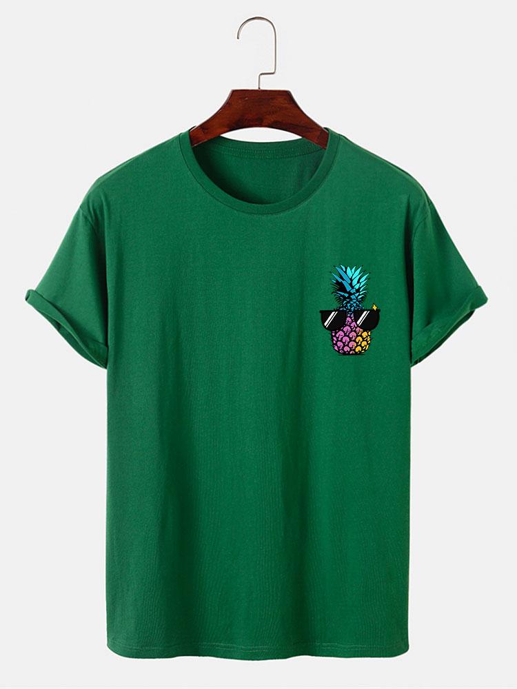 Pineapple With Sunglasses Print T-Shirt