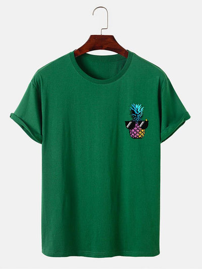 Pineapple With Sunglasses Print T-Shirt