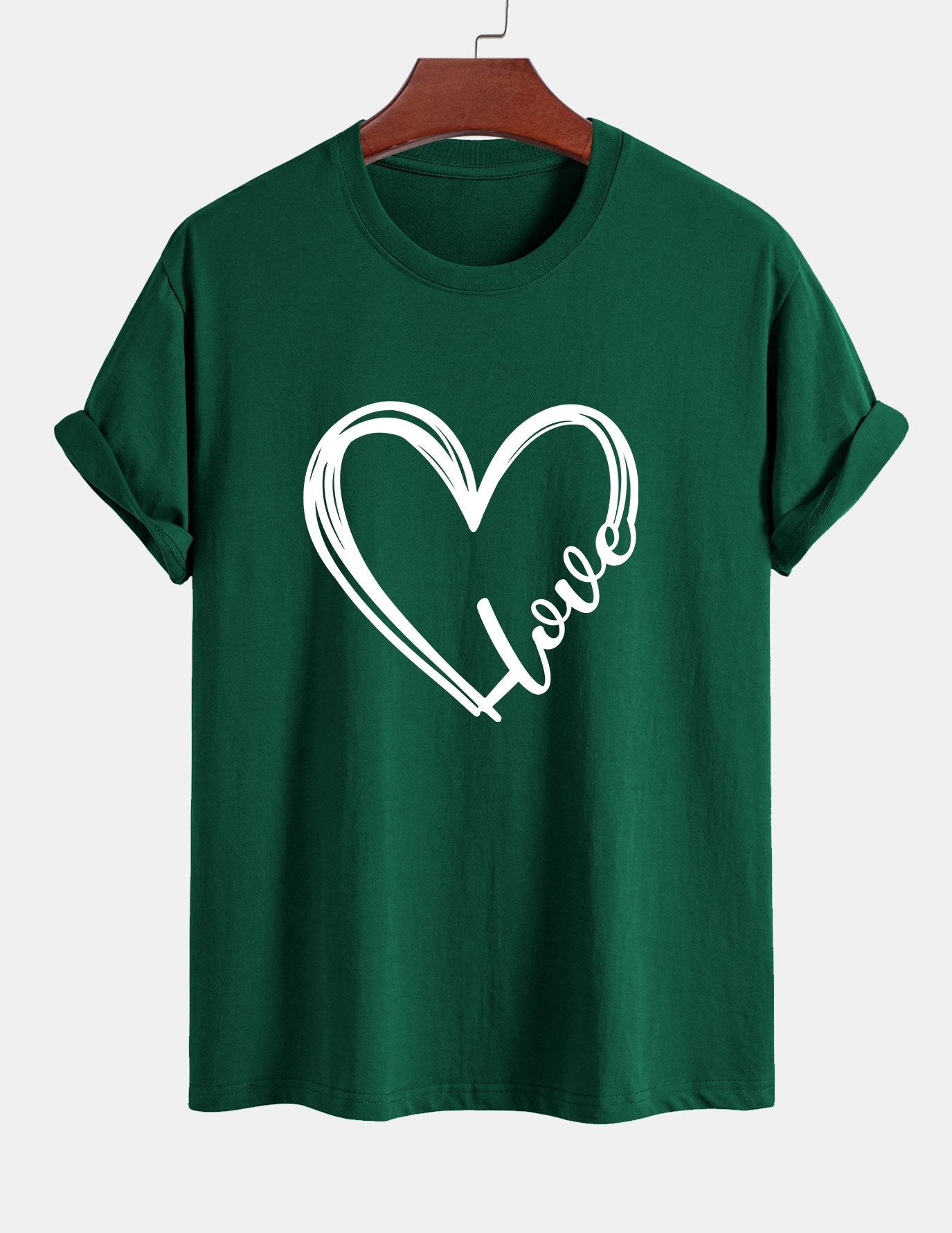 Regular Fit Heart Print Cotton T-Shirt