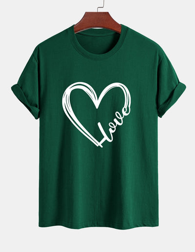 Regular Fit Heart Print Cotton T-Shirt