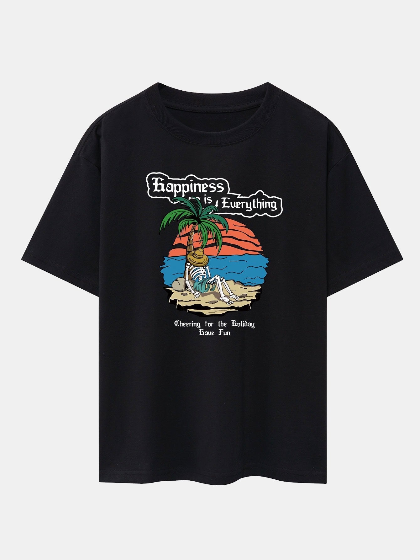 Skull Island Print Drop Shoulder Oversize T-Shirt