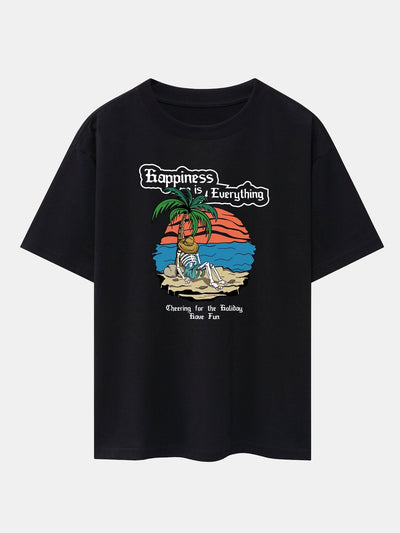 Skull Island Print Drop Shoulder Oversize T-Shirt
