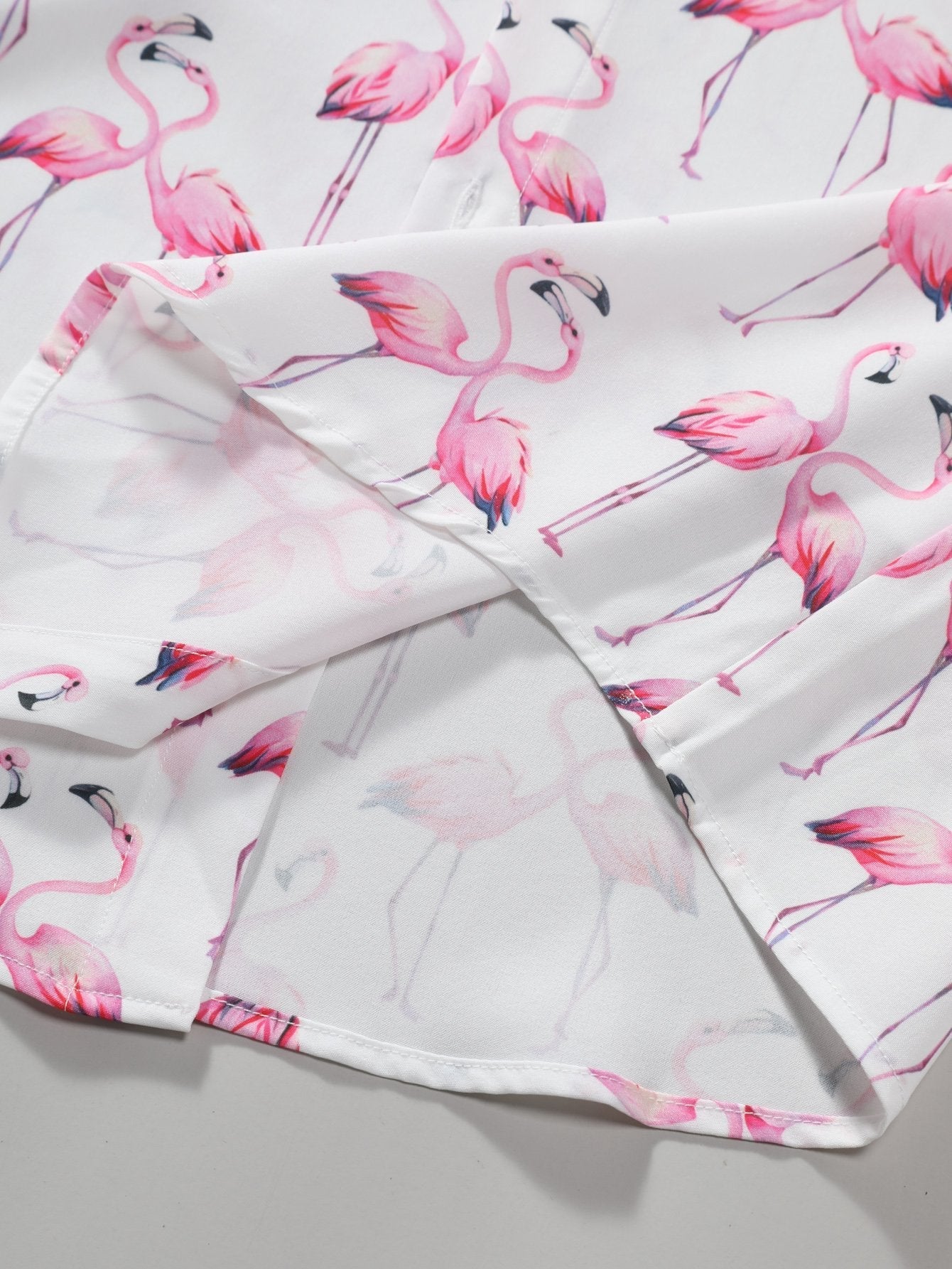 Flamingo Print Button Up Shirt
