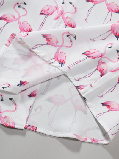 Flamingo Print Button Up Shirt