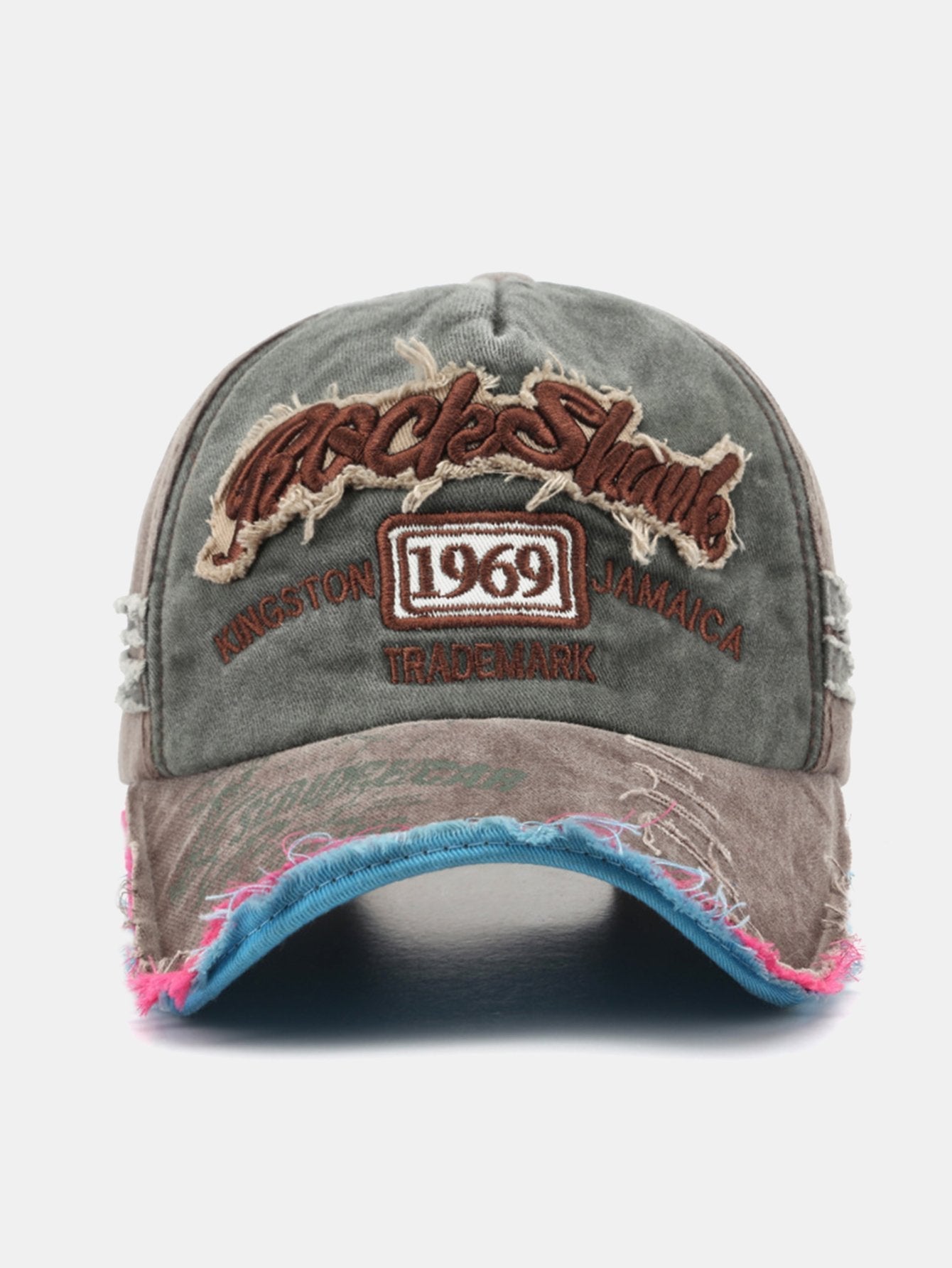 1969 Retro Washed Distressed Letter Embroidered Hole Baseball Cap