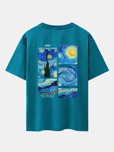 The Starry Night Back Print Drop Shoulder Oversize T-Shirt