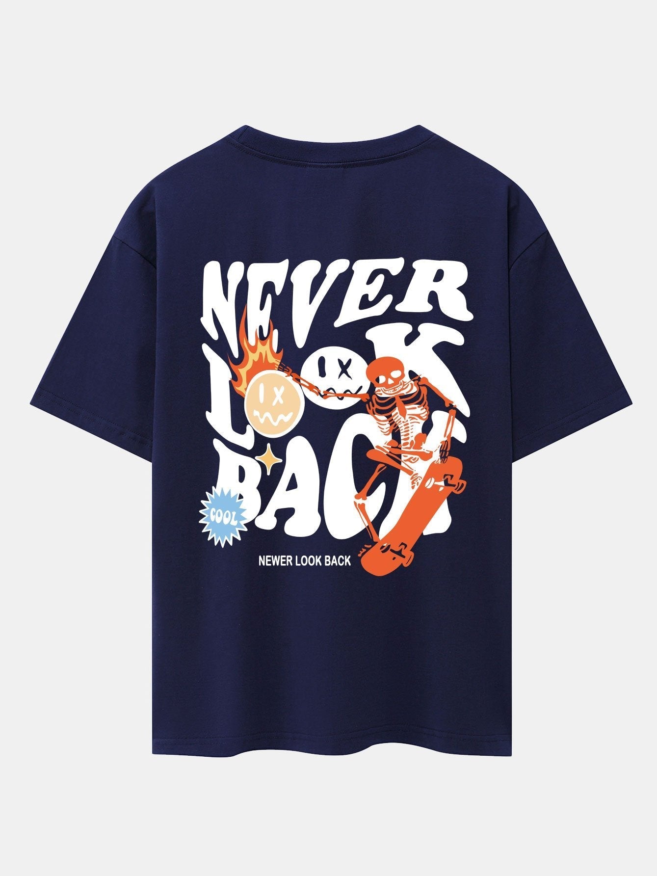 Skeleton Slogan Back Print Drop Shoulder Oversize T-Shirt