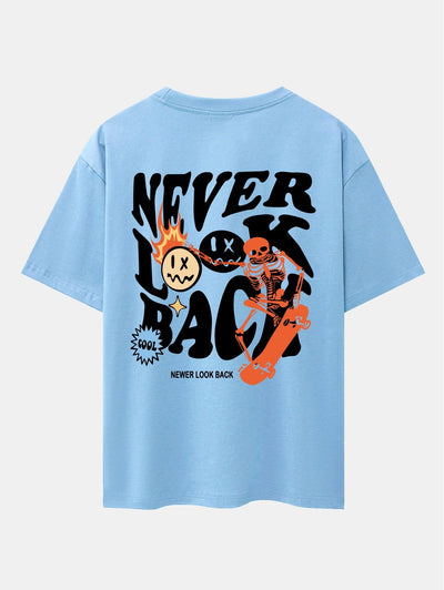 Skeleton Slogan Back Print Drop Shoulder Oversize T-Shirt