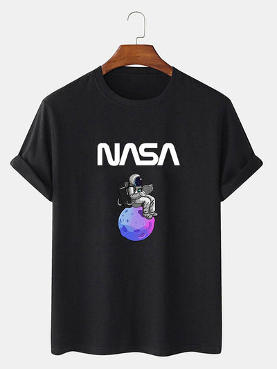 Astronaut Reading Book Print T-Shirt