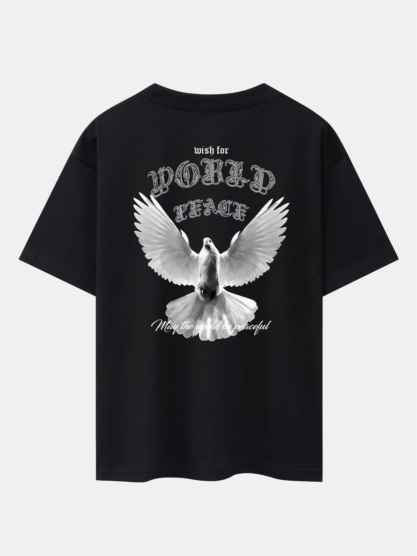 Dove Of Peace Back Print Drop Shoulder Oversize T-Shirt