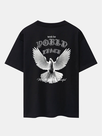 Dove Of Peace Back Print Drop Shoulder Oversize T-Shirt