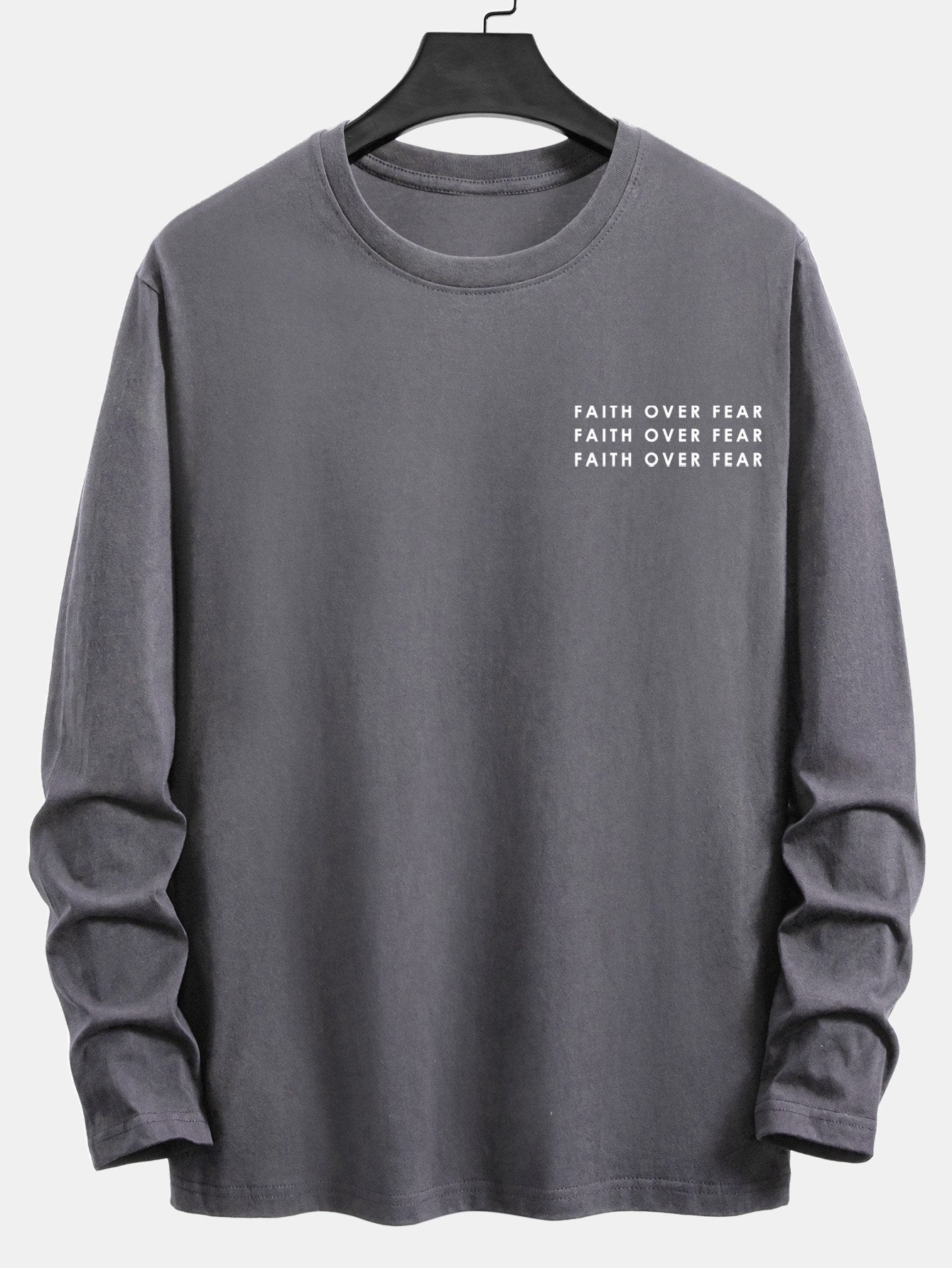Long Sleeve Slogan Print Cotton T-Shirt