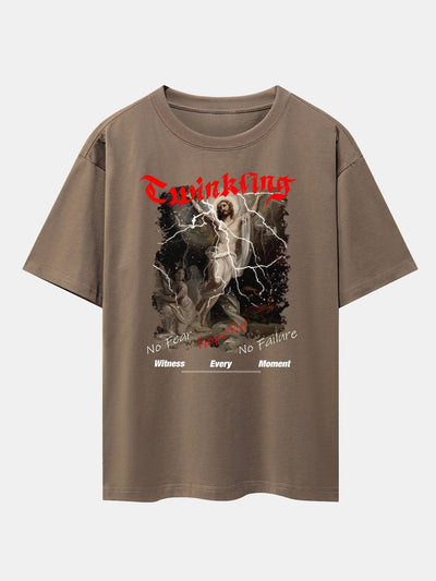 Jesus Portrait Print Drop Shoulder Oversize T-Shirt