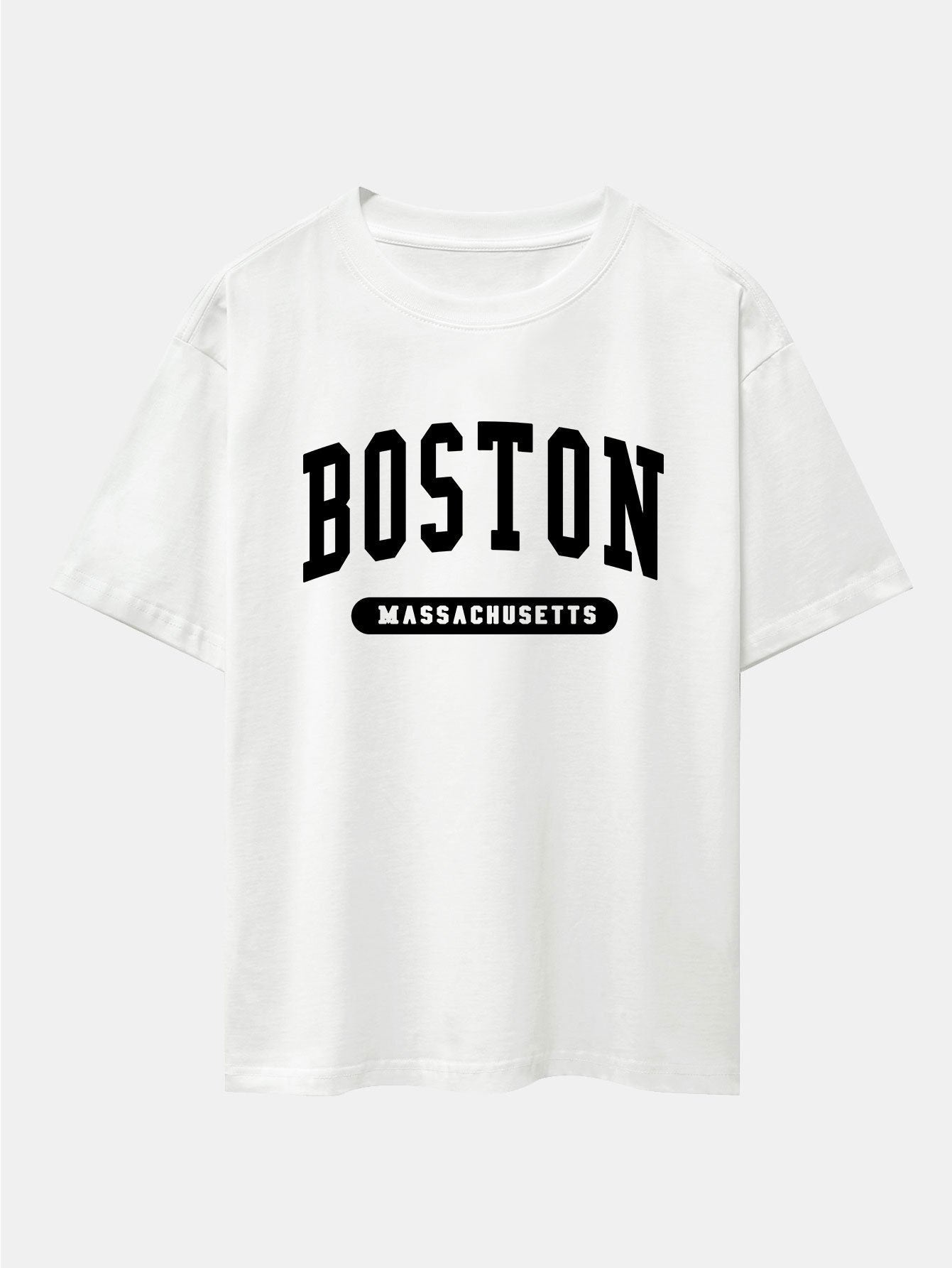 Boston Slogan Print Drop Shoulder Oversize T-Shirt