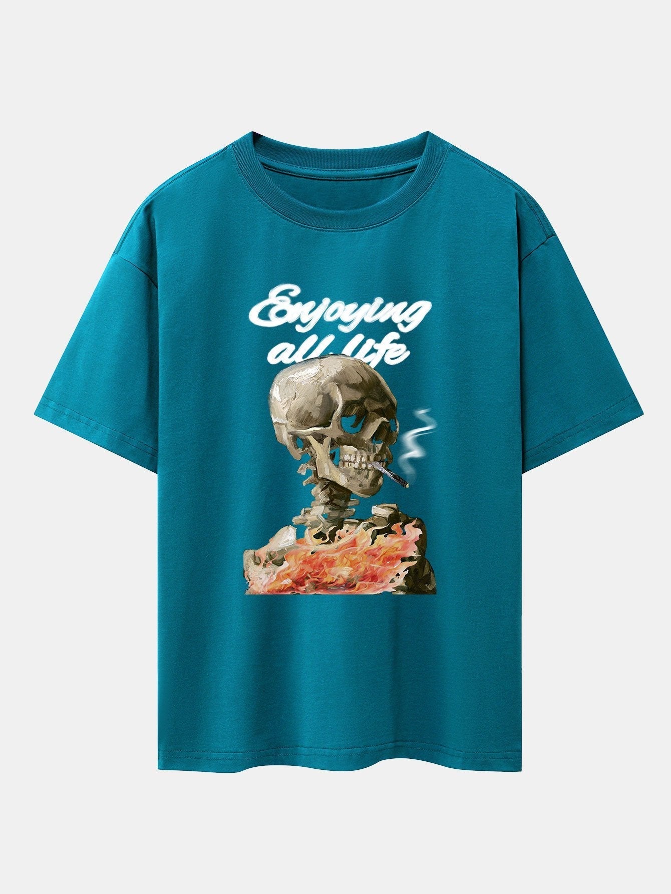 Skeleton Print Drop Shoulder Oversize T-Shirt