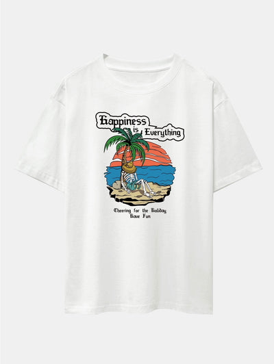 Skull Island Print Drop Shoulder Oversize T-Shirt