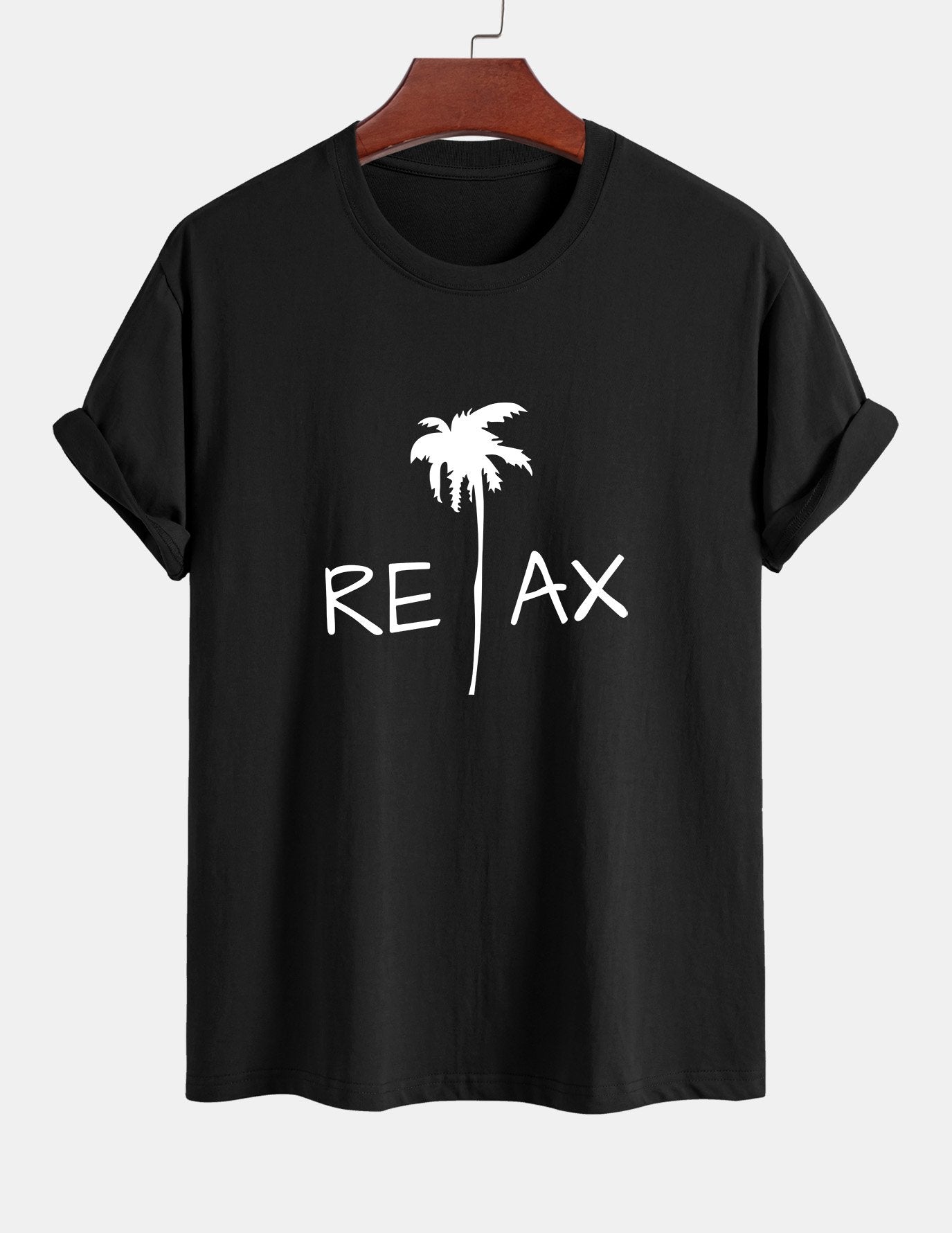 Regular Fit Relax Palm Tree Print Cotton T-Shirt