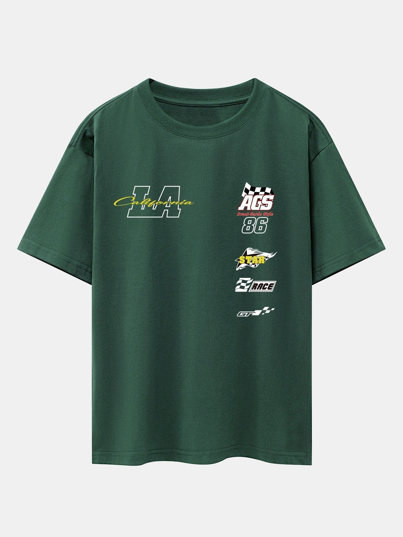 LA Racing Slogan Print Drop Shoulder Oversize T-Shirt