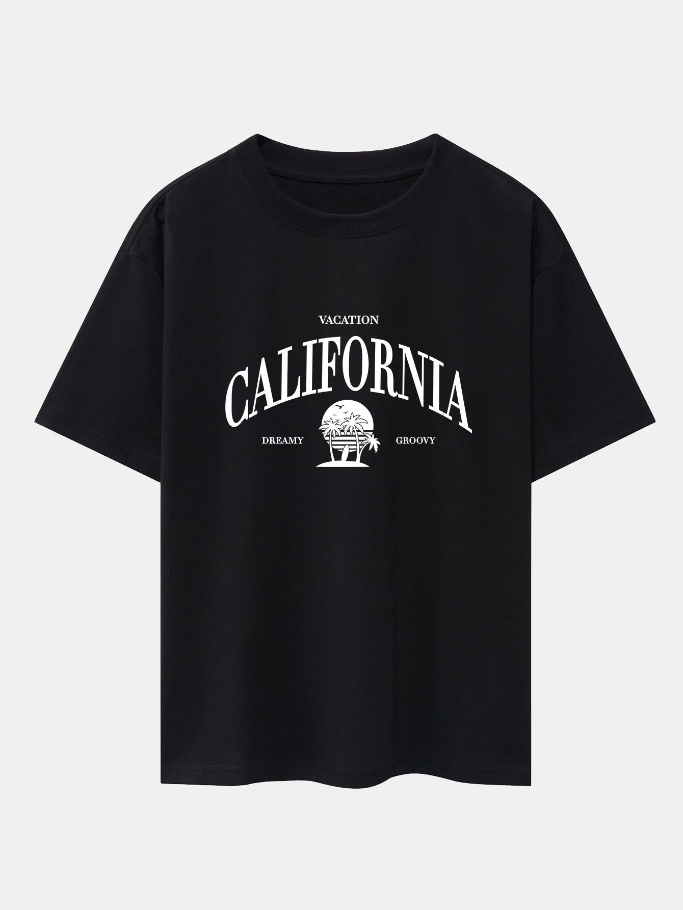 California Slogan Print Drop Shoulder Oversize T-Shirt