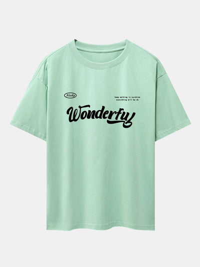 Wonderful Slogan Print Drop Shoulder Oversize T-Shirt