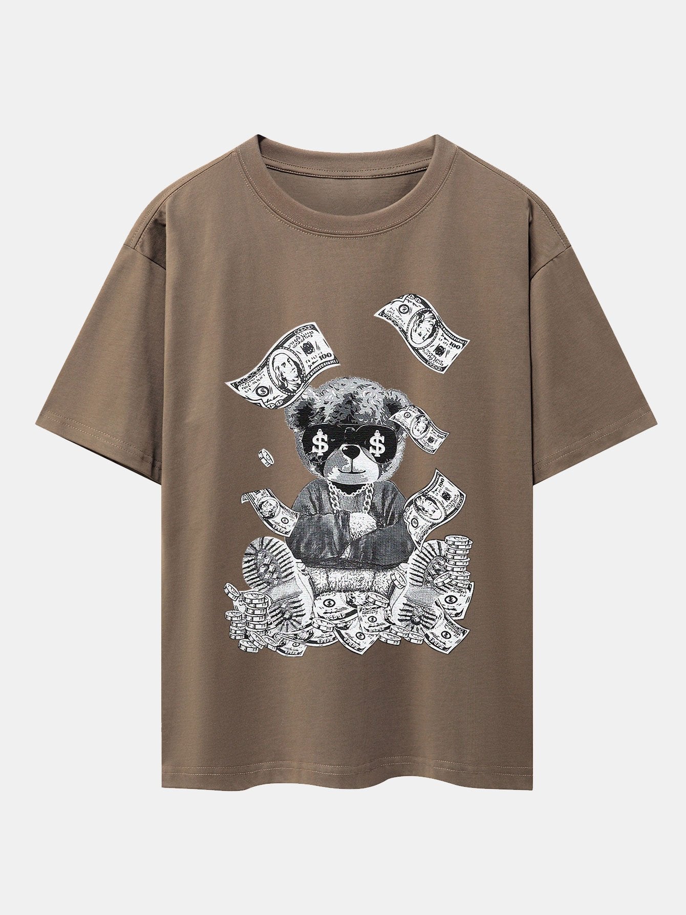 Money Bear Print Drop Shoulder Oversize T-Shirt