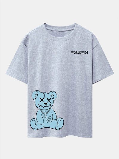 Worldwide Bear Print Drop Shoulder Oversize T-Shirt